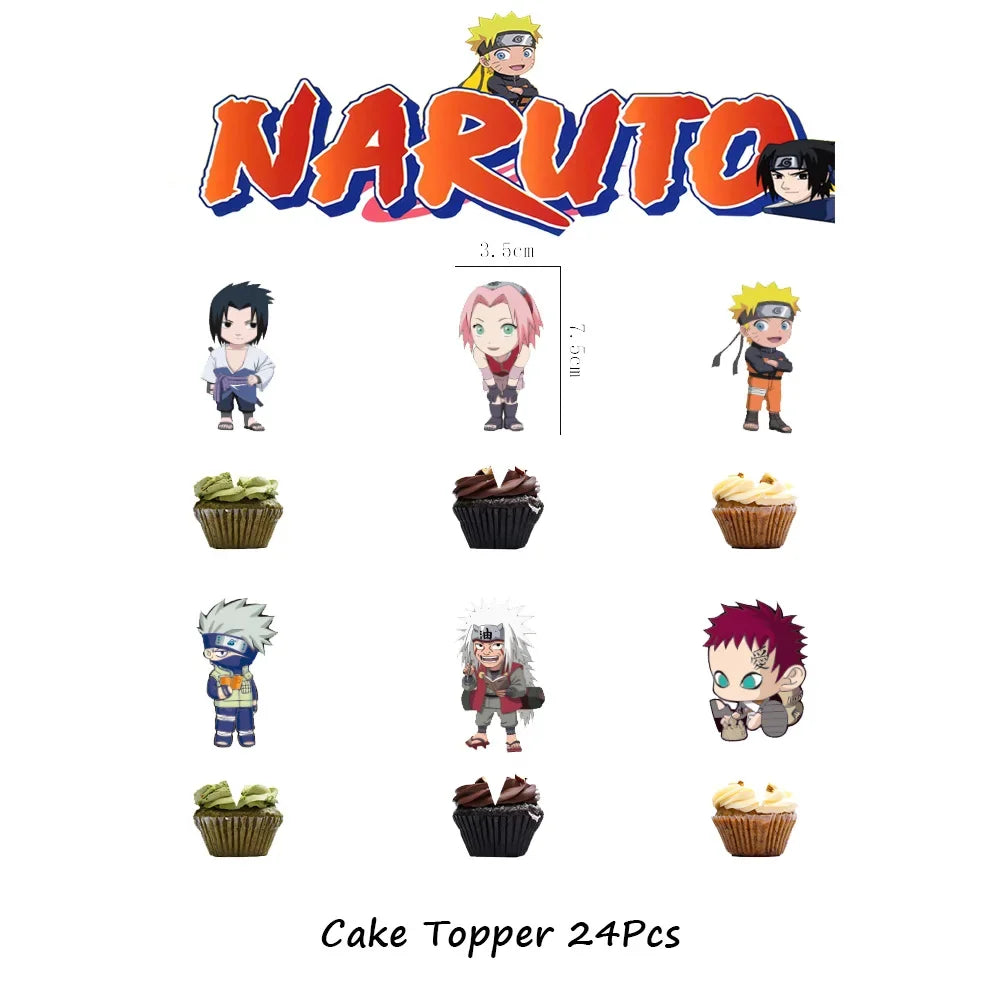 Pics à Cupcakes Naruto - Lot de 24 Décorations de Gâteau