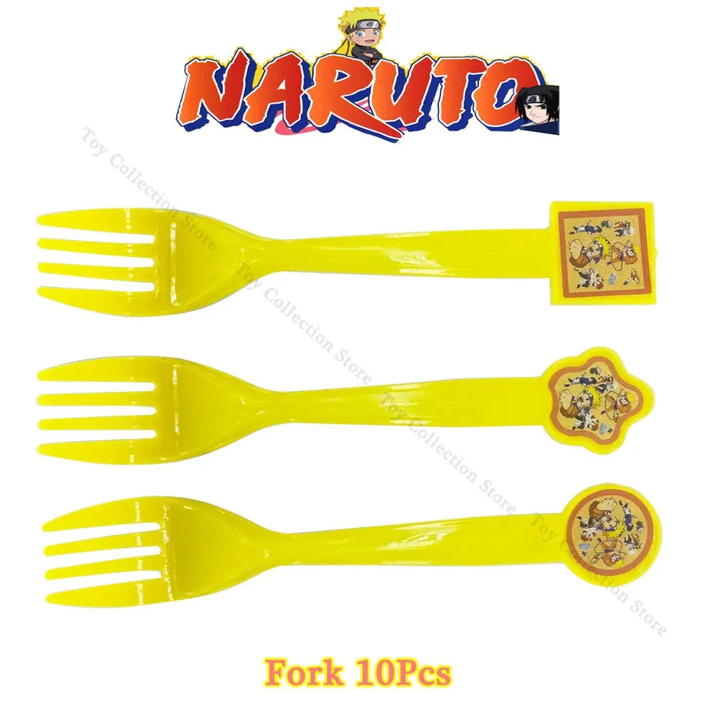 Fourchettes Naruto - Lot de 10 Couverts Jetables