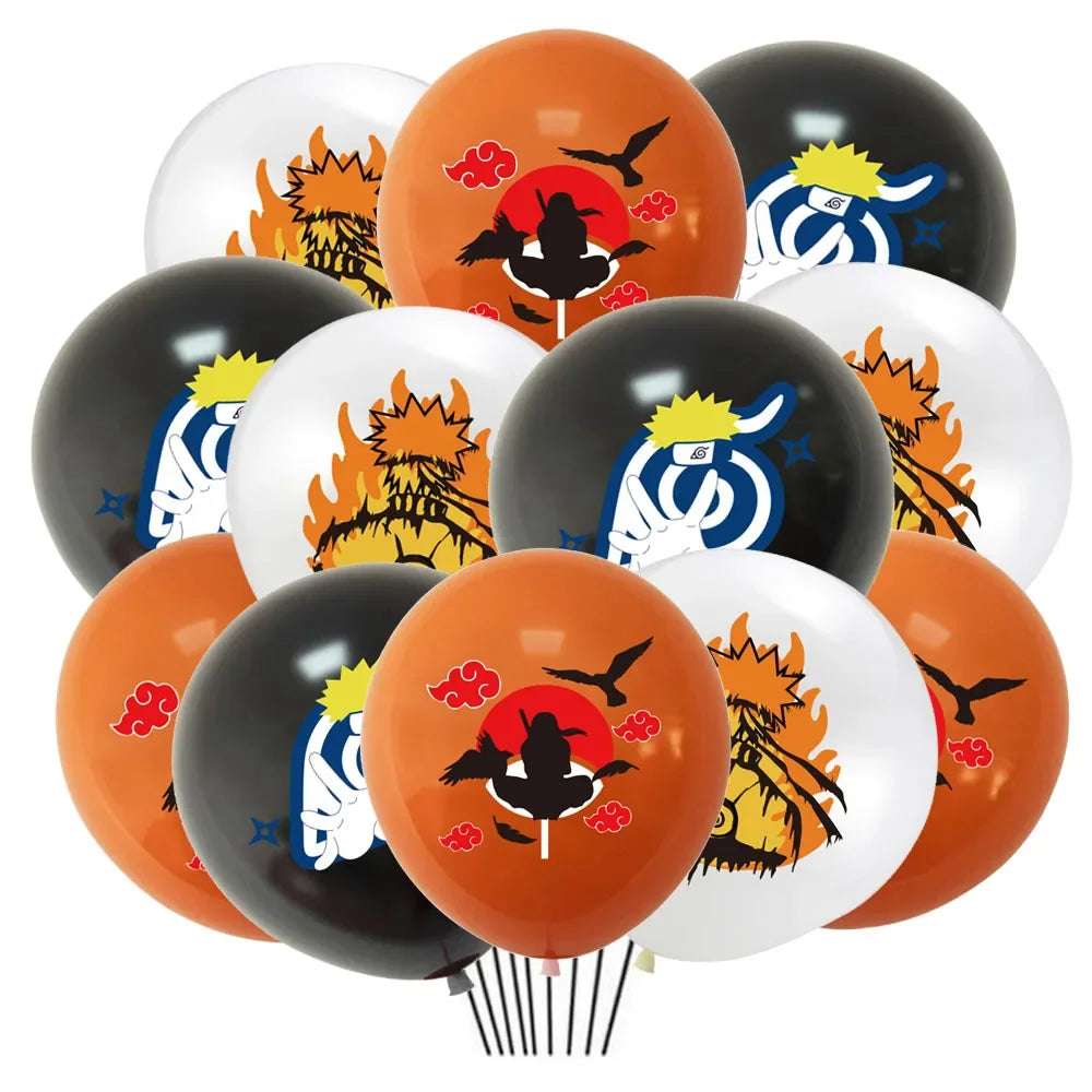 Ballons Latex Naruto Multicolores - Lot de 18 Unis et Imprimés
