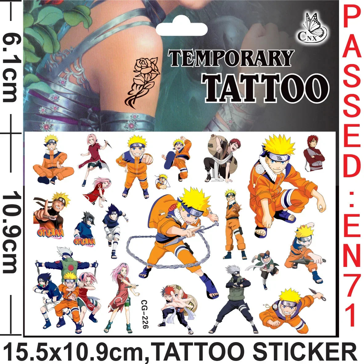 Tatouages Temporaires Naruto - Équipe 7 et Gaara