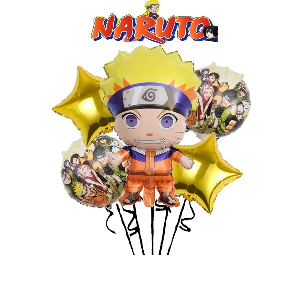 Bouquet de Ballons Naruto - Étoiles Dorées, Lot de 5