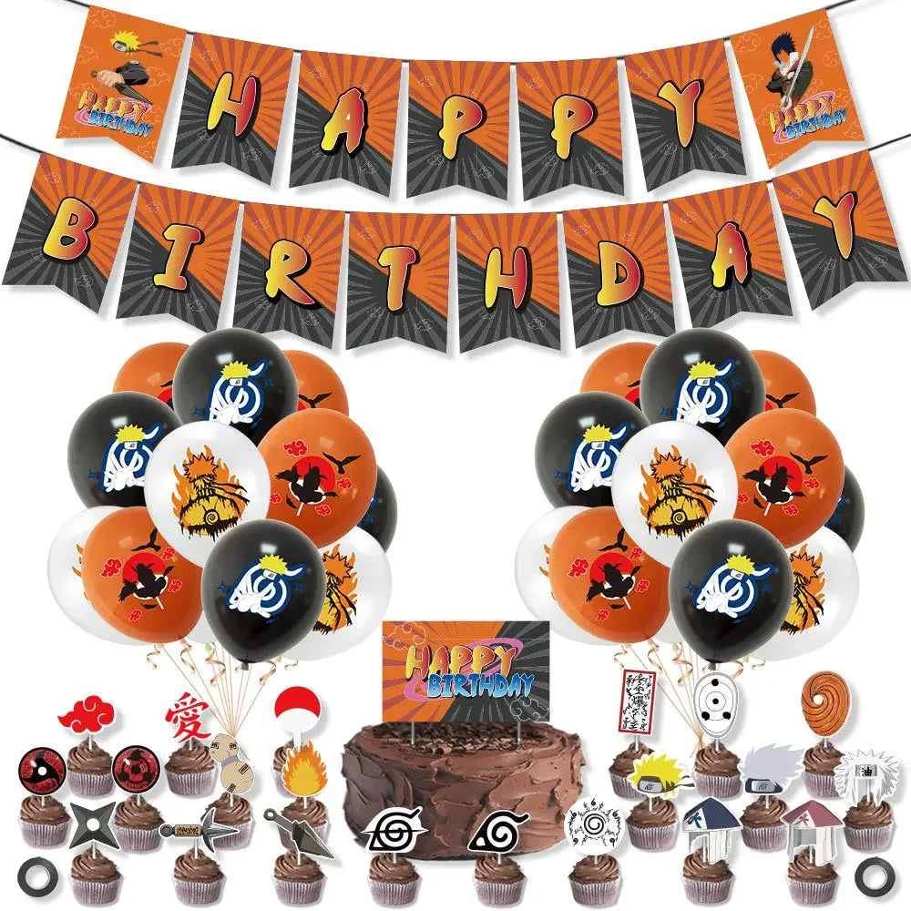 Kit Décoration Anniversaire Naruto - Bannière, Ballons, Gâteau