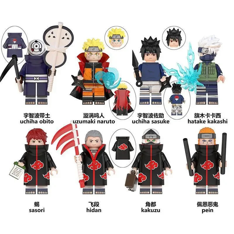 LEGO Naruto - 8 Minifigurines Akatsuki et Équipe 7